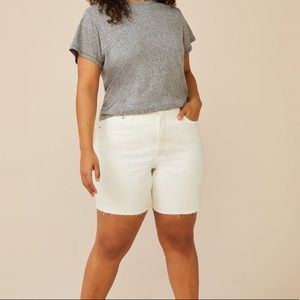 FREE ASSEMBLY New! White Denim Long Bermuda Jean Shorts Size 12 Nwt